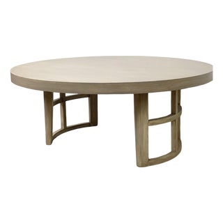 Vintage Round Low Coffee Table With Cerused Finish and Arch Base For Sale