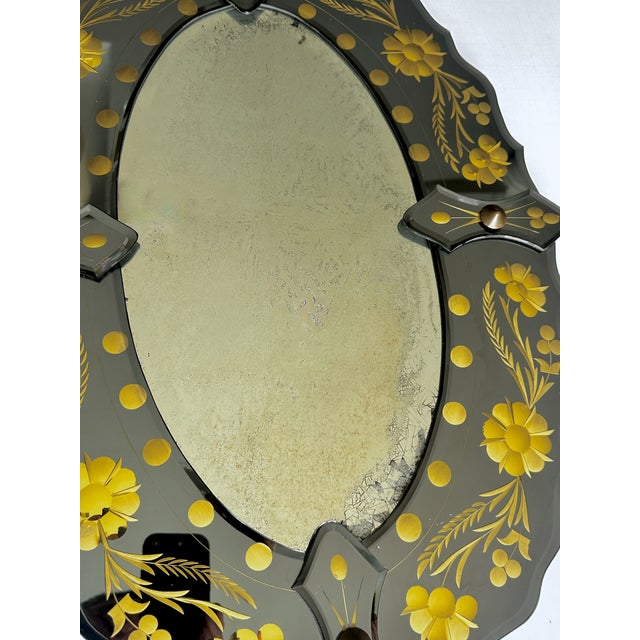 Pair of Mid-Century Italian Venetian Black Glass and Gilt Floral Mirrors, 1960s For Sale - Image 13 of 18