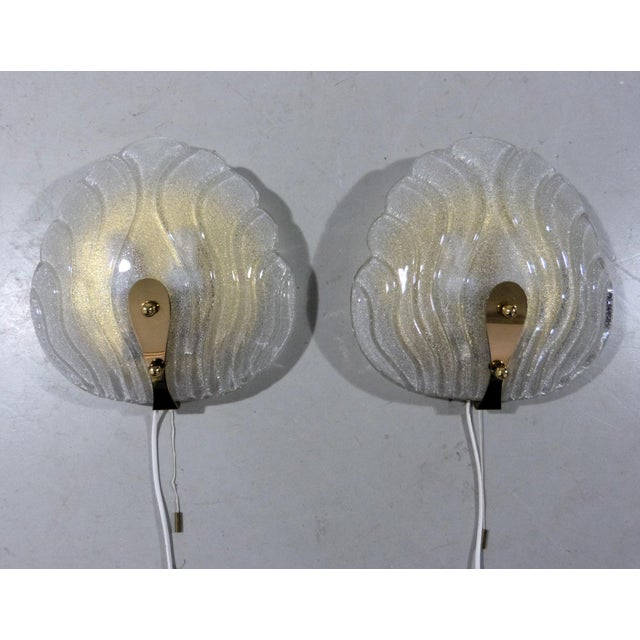 Mid-Century Modern Murano Glass Wall Lamps by Hillebrand 1960s, Set of 2 For Sale - Image 3 of 18