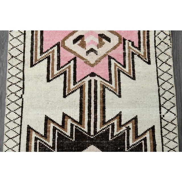 Textile 1970s Vintage Turkish Oushak Handmade Wool Cotton Beige Runner Rug For Sale - Image 7 of 11