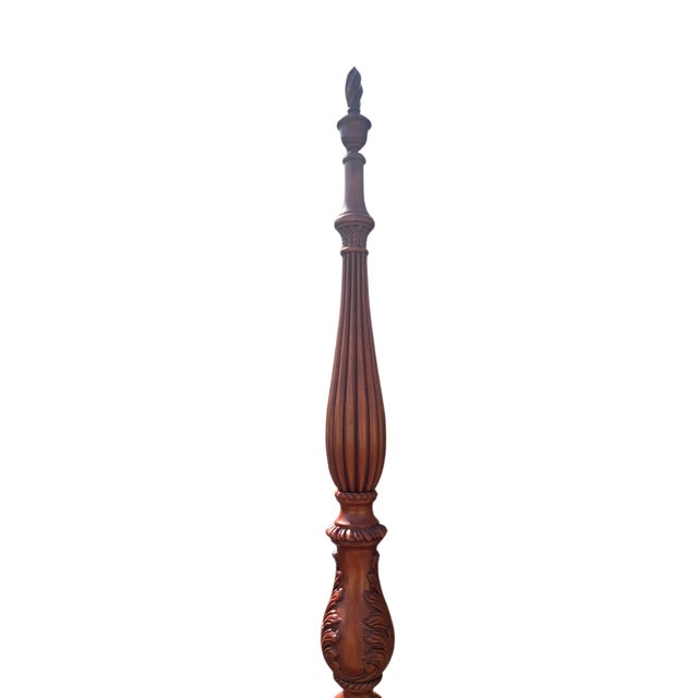 Thomasville Collectors Cherry King Size Poster Bed Carved Headboard Chippendale For Sale - Image 9 of 18
