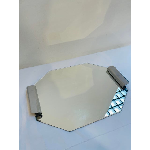 Silver Art Deco Mirrored Tray with Metal Handles, 1920s For Sale - Image 8 of 9