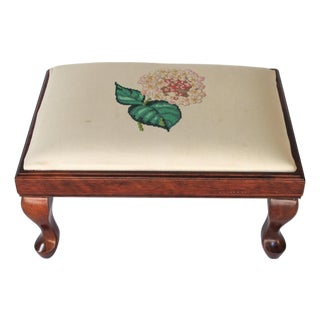 Vintage Bombay Company Floral Footstool For Sale