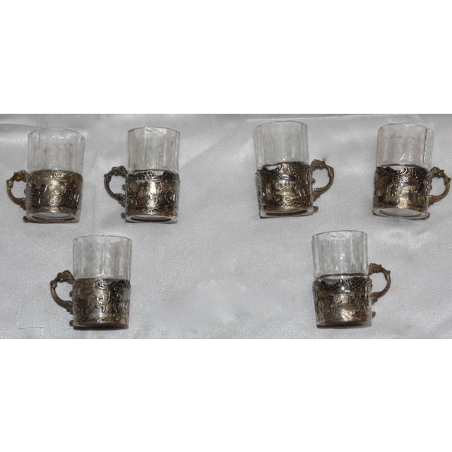 Silver and Engraved Crystal Decanter and Cordial Cups For Sale In Nashville - Image 6 of 10