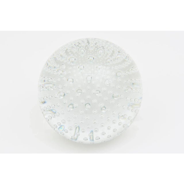 Transparent Vintage Large Bullecante Bubble Infinity Clear Glass Balls or Bookends Pair Of For Sale - Image 8 of 11