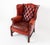 1970s Scandinavian Mid Century Chippendale-Style Cognac Leather Wingback Chair For Sale - Image 4 of 10