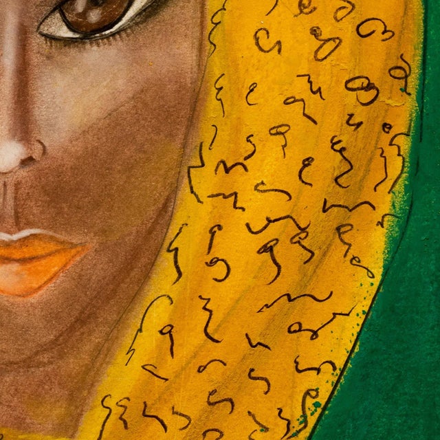 Early 21st Century 2019 “Amal” Contemporary Expressionist Pastel Portrait Drawing on Paper by Maria Grazia Facciolà For Sale - Image 5 of 7