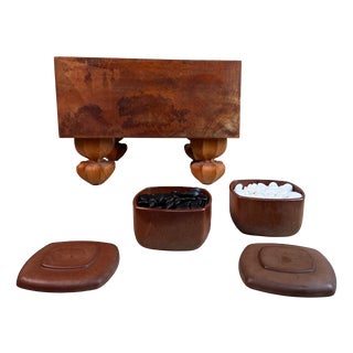 Japanese Wooden Go Set Goban with Stones, 1960s For Sale