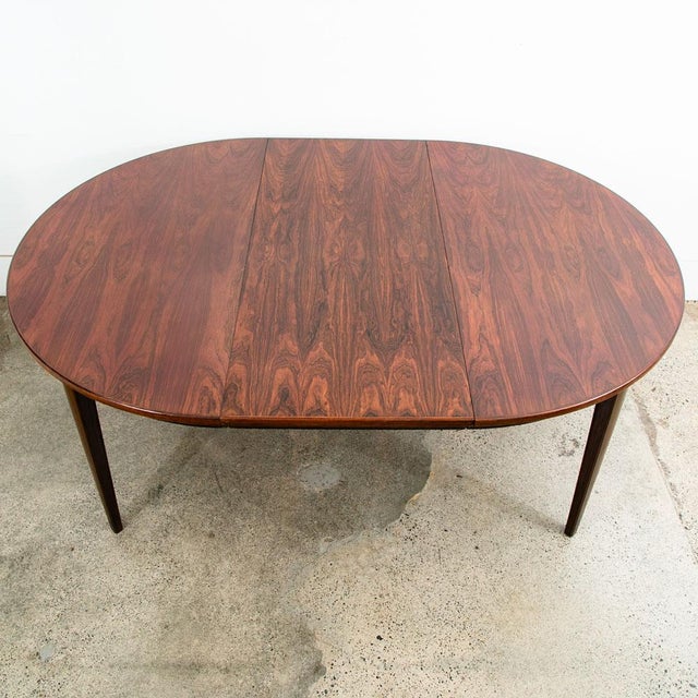 1960s 1960s Mid Century Danish Modern Dining Table Oval Rosewood Extension X1 Denmark Round For Sale - Image 5 of 12