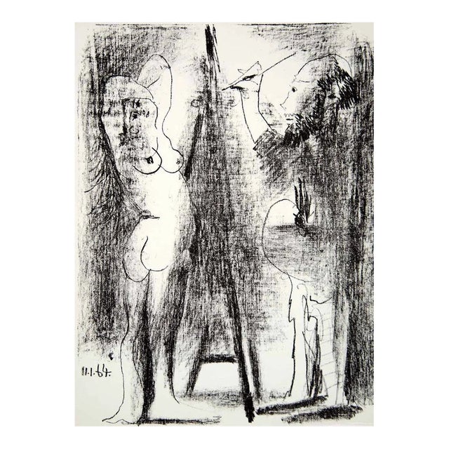 Picasso Original Lithograph Le Peintre Et Son Modele 1964 For Sale