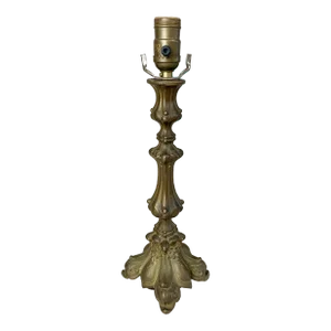 19th Century English Brass Candlestick Table Lamp
