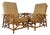 Vintage Rattan Chinese Chippendale Lounge Chairs- A Pair For Sale