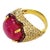 Bochic “Flamenco” Ruby & White Zircon 18k Gold & Silver Cocktail Ring Size 4 For Sale