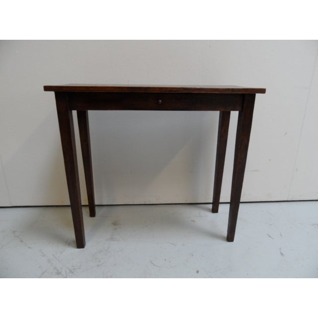 Small Vintage Oak Side Table with Drawer, 1920s For Sale - Image 4 of 10