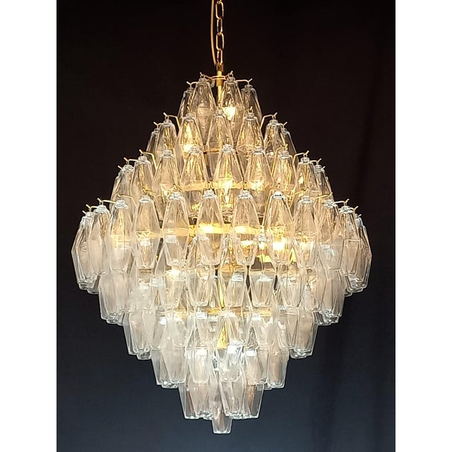 Glass Chandelier with Crystal in Polyhedron Murano Glass, 1962 For Sale - Image 7 of 12