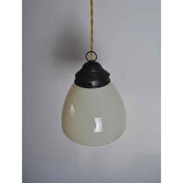 1930s Scandinavian Art Deco Opaline Glass Pendant Lamp, 1930s For Sale - Image 5 of 8