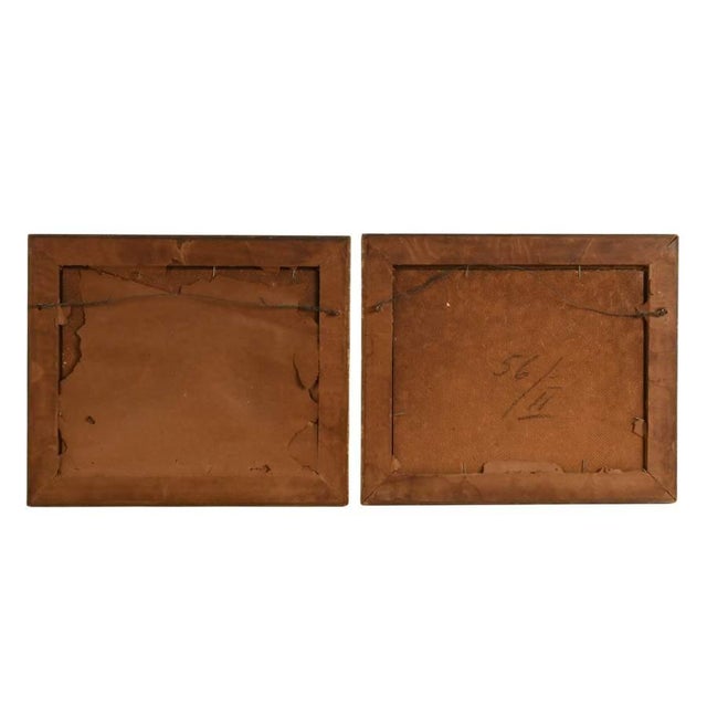 Wood Framed Pair of Signed Oil on Board Landscape Paintings in Gilt Frames For Sale - Image 7 of 7