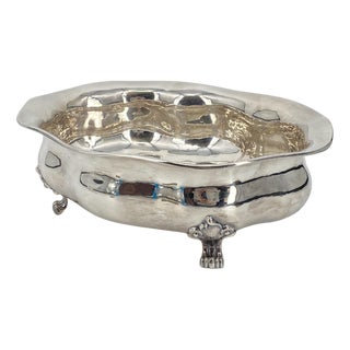 Large Antique 800 Silver Bowl on Lion Feet, Germany For Sale