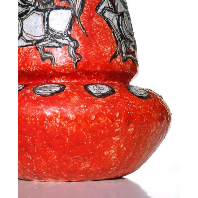 Mid-Century Italian Red Ceramic Vase from Titano San Marino, 1950s For Sale - Image 4 of 9