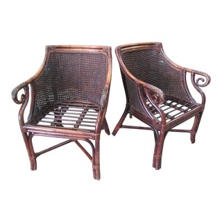 Breakers Rattan Club Chairs - A Pair For Sale