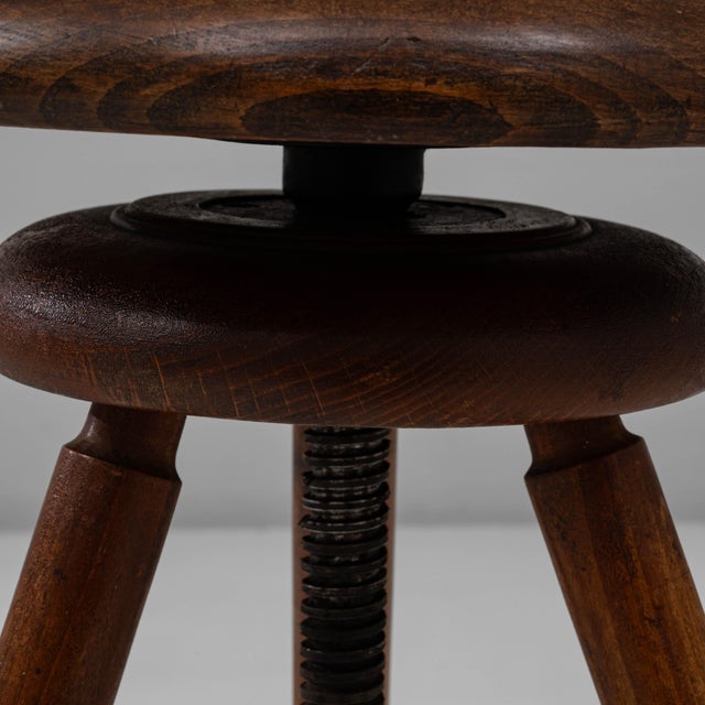 1920s French Adjustable Swivel Stool With Tripod Base For Sale - Image 10 of 18