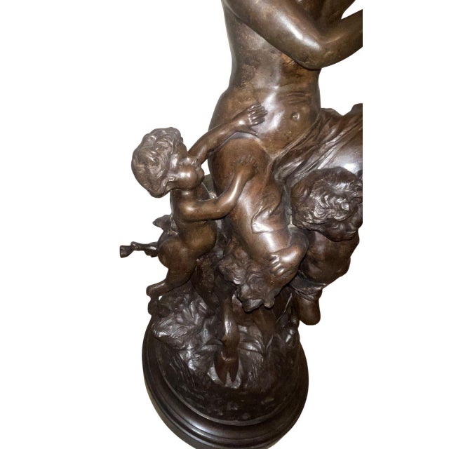 18th Century Large 18th Century French Clodion Bronze Bacchic Group W/ Satyr & Putti. For Sale - Image 5 of 10