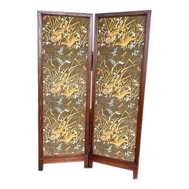 Vintage Screen Print Folding Screen For Sale