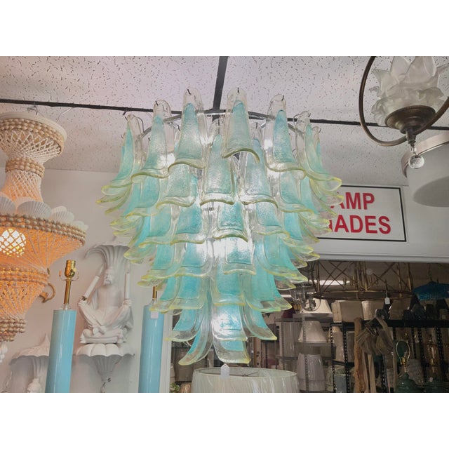 1980s 1980s Murano Style Large Sained Glass Chandelier For Sale - Image 5 of 5