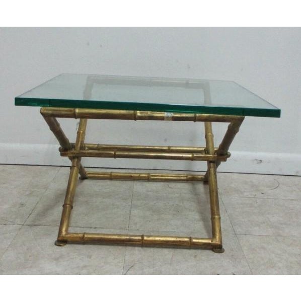 Vintage Gold Gilt Faux Bamboo Campaign X Base End Table Italian Regency B For Sale In Philadelphia - Image 6 of 10