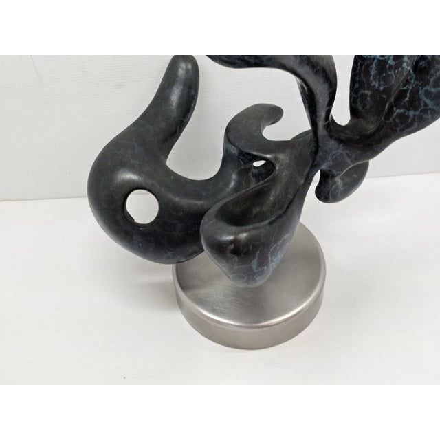 1980s Large 20" Solid Bronze Abstract Organic Modern Sculpture Verdigris Patina 40 LBS For Sale In Tampa - Image 6 of 17