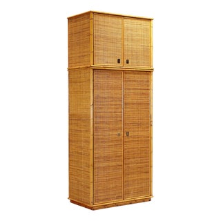 Vintage Wardrobe in Bamboo and Wicker, Italy, 1980s For Sale