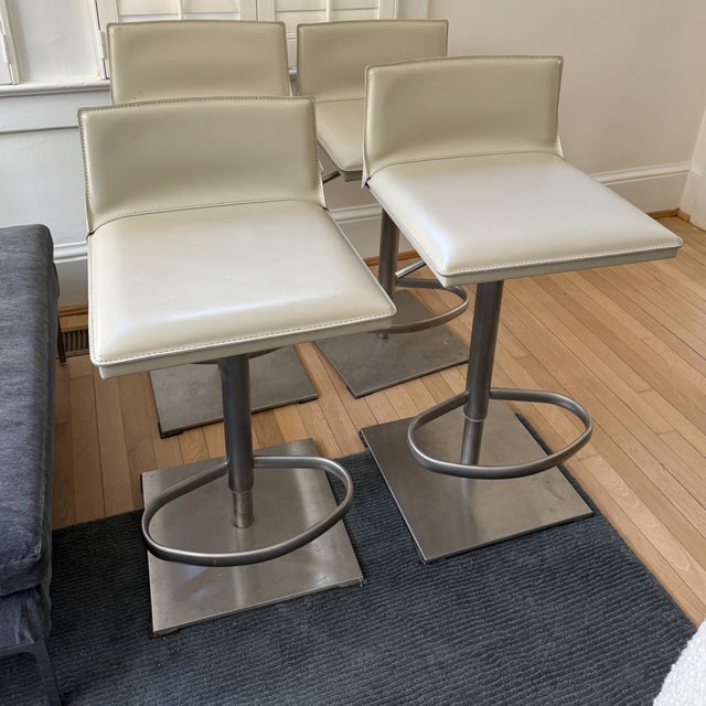 Metal Set of 4 DWR Bottega Piston Stools For Sale - Image 7 of 13