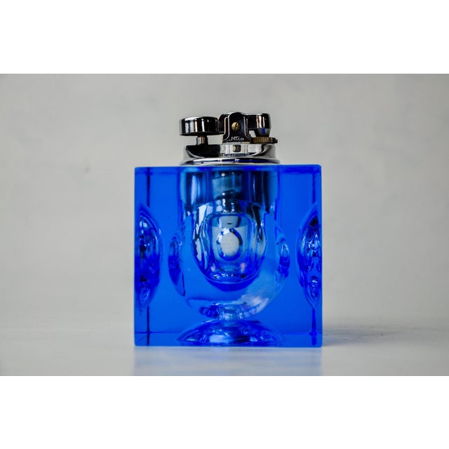 Hollywood Regency Blue Murano Glass Lighter attributed to Antonio Imperatore, Italy, 1970s For Sale - Image 3 of 7