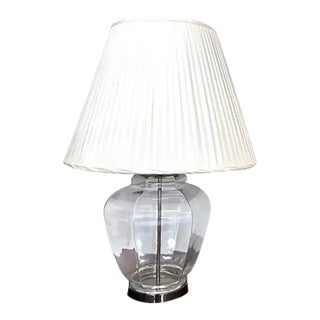 Mid Century Clear Glass Lamp, Signed For Sale