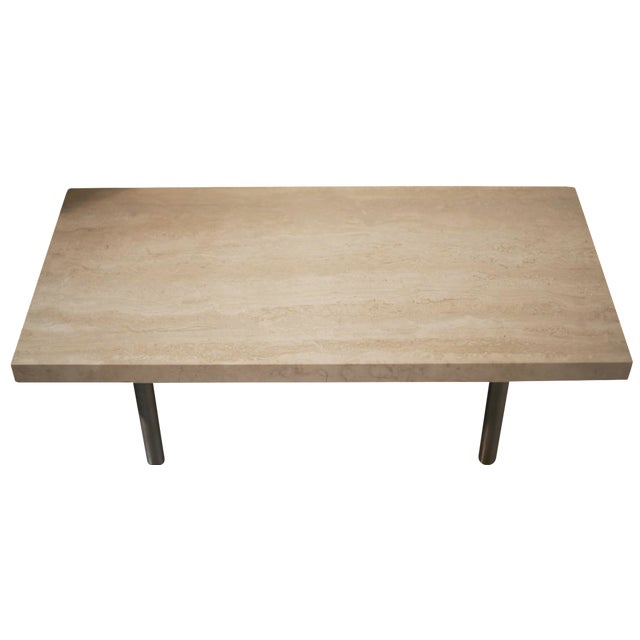 Travertine & Stainless Steel Coffee Table Chairish