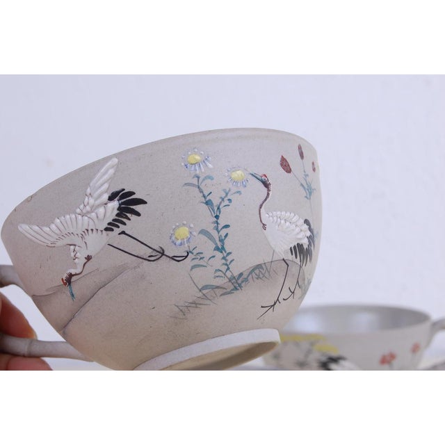 Oriental Tea Service in Hand-Painted Porcelain, Set of 9 For Sale - Image 17 of 18