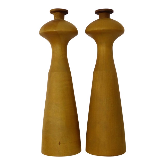1975 Scandinavian Modern Salt Pepper Wood Shakers By Dan Droz For Lauffer Norway Chairish