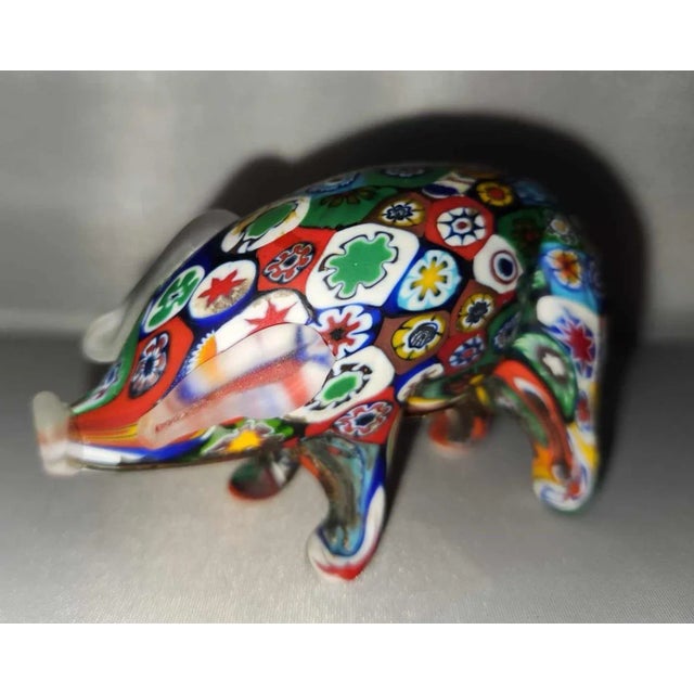 Vintage Murano Millefiore Handblown Glass Pig Figurine For Sale - Image 12 of 12