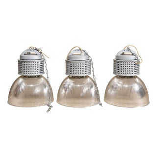 RZB Industrial Pendant Lights in Holophane Glass, 1990s, Set of 3 For Sale