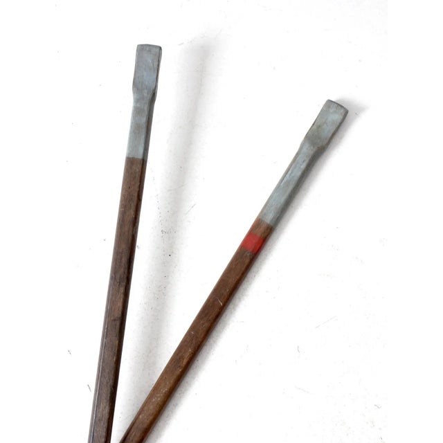 Cabin Vintage Painted Wood Oars Pair For Sale - Image 3 of 9