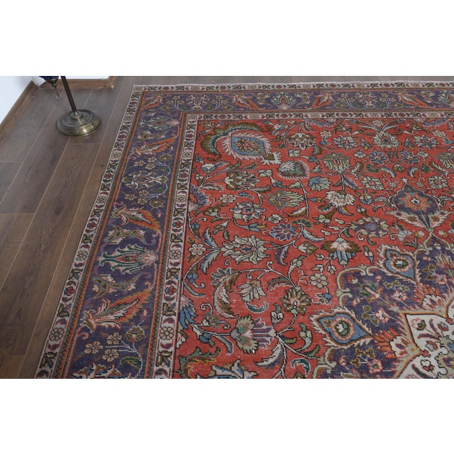 Orange 1970s Vintage Persian Handmade Wool Orange Oversized Area Rug For Sale - Image 8 of 11