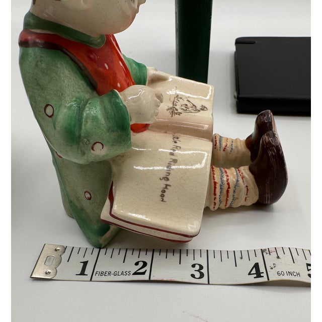 Pair of Vintage Japanese Figures-Children Reading For Sale - Image 6 of 8