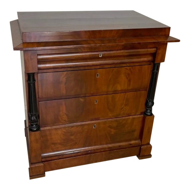 Antique Empire Mahogany & Ebony Commode Chest of Drawers Nightstand For Sale