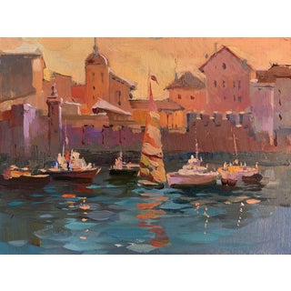 Oil Painting Evening at the Yacht Club Yuriy Suprunchuk For Sale