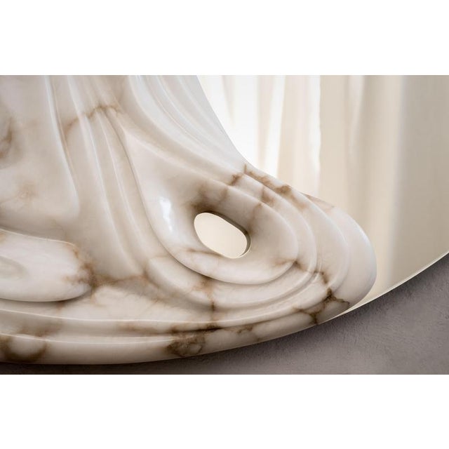 Glass Large Fossil Moon Wall Mirror in Alabaster and Glass Mirror by Amarist Studio For Sale - Image 7 of 17