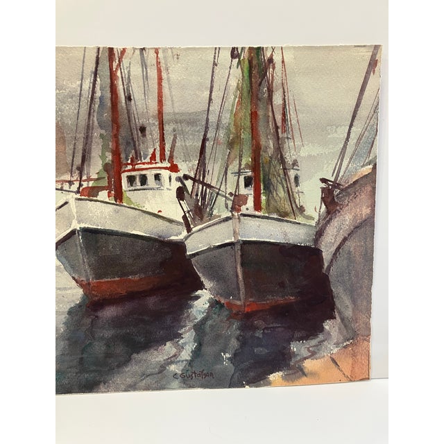 1960s Original Watercolor Signed Carl Gustafson For Sale - Image 4 of 4