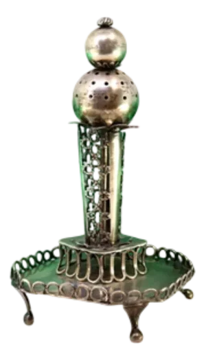 Silver Toothpick Holder with Applications and Cutouts