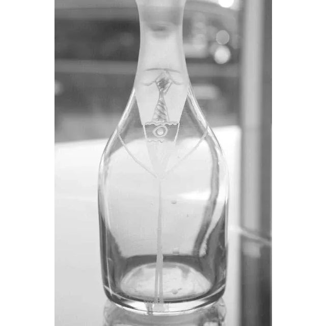 Vintage Stenciled Man Glass Decanter Bottle Chairish