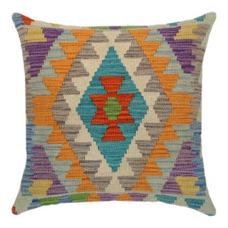 Bohemian Turkish Vicki Hand Woven Kilim Throw Pillow For Sale