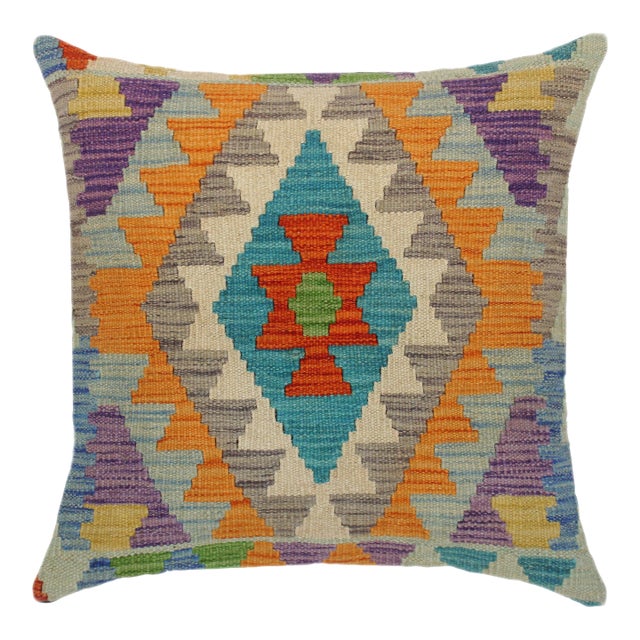 Bohemian Turkish Vicki Hand Woven Kilim Throw Pillow For Sale